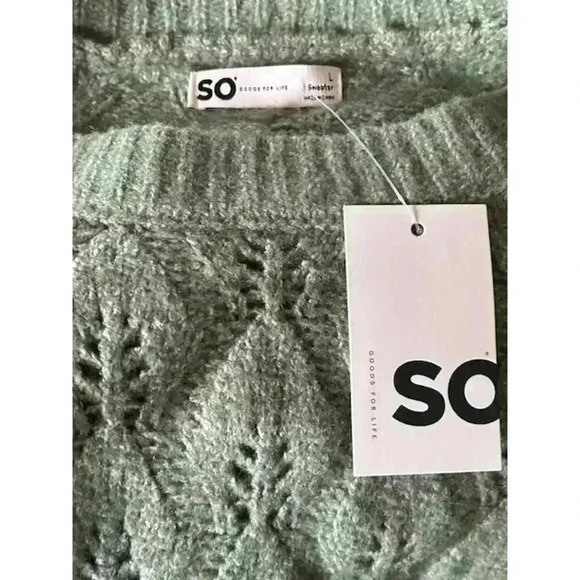 Juniors SO Pointelle Light Green Sweater, size Large - Picture 1 of 6